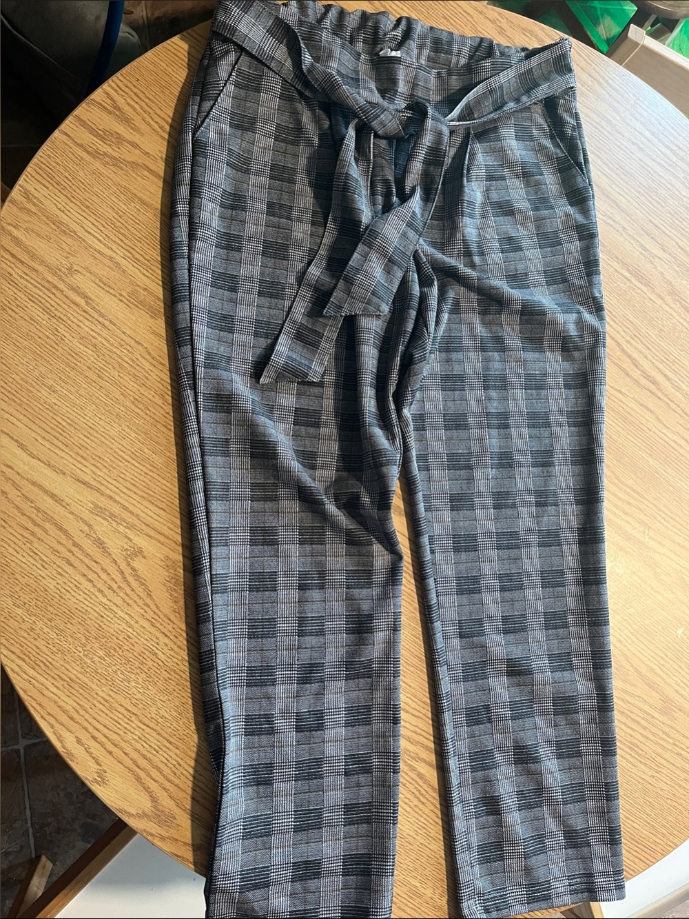 À.Ardene Gray Plaid Tie-Waist women Pants